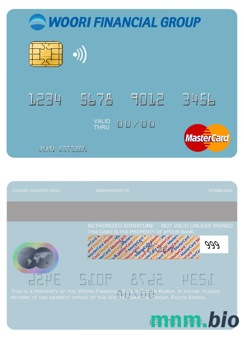 South Korea Woori Financial Group przykład karty mastercard w formacie PSD